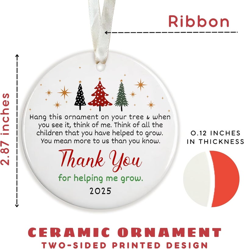 SUCHAGIFT Teacher Ornament - Teacher Christmas Ornaments - Teachers Gifts for Women - Teachers Daycare Provider Christmas Ornaments 2025 for Tree - Teaching Gifts - Ceramic Ornament 2025 - Image 2
